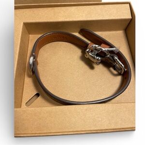 Coach Dog Collar Small - Signature C Tan Brown Leather NWT  ***